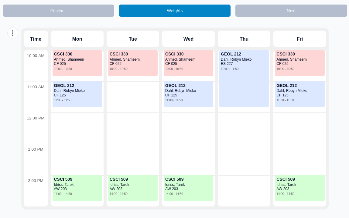 WWU Schedule Optimizer